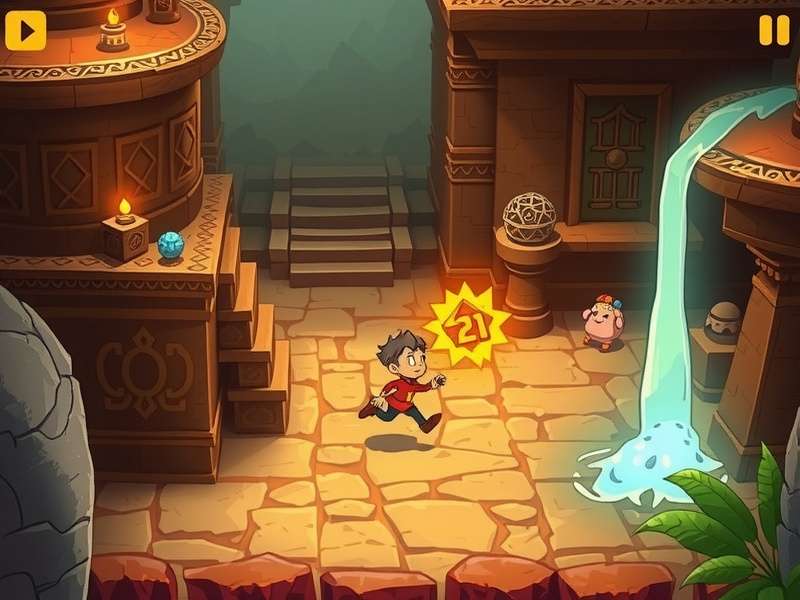 Mystic Temple Runner character avoiding obstacles in ancient temple