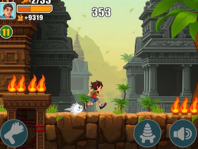 Mystic Temple Runner gameplay screenshot showing character running through ancient temple
